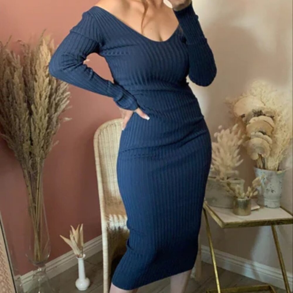 Long Sleeve Midi Sweater Dress